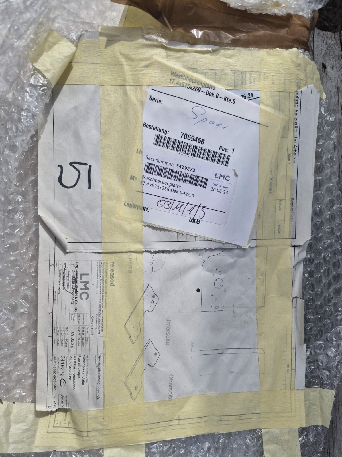 Blat łazienkowy pod umywalkę LMC Caravan,Hymer / Dethleffs / Bürstner – OEM 3419272 ---5 - obrazek 3